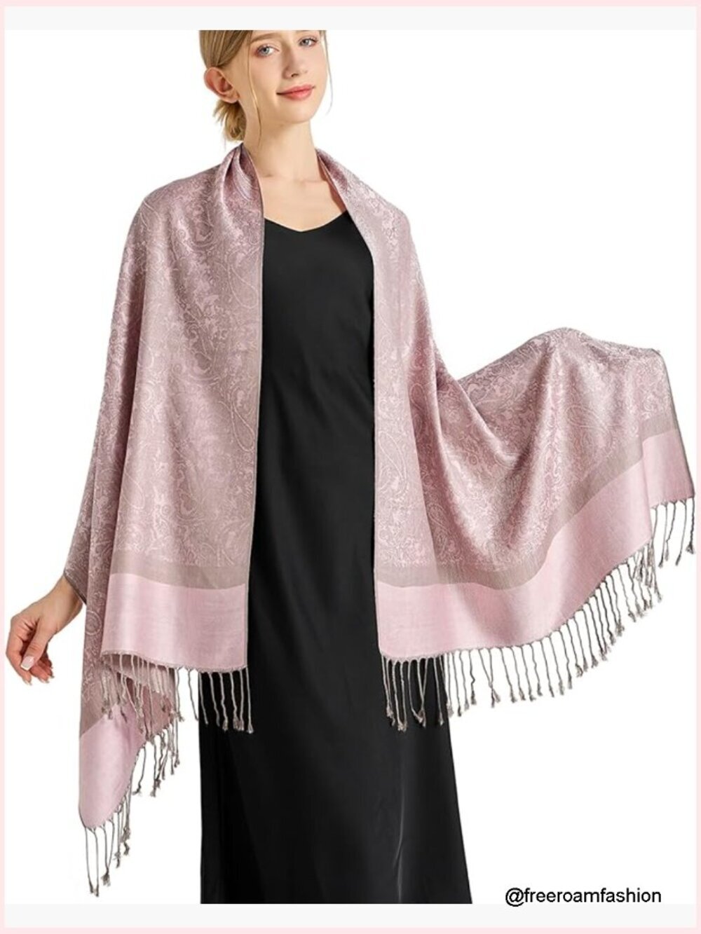Silky Paisley Pashmina Shawl Scarf Double-Side Jacquard Wrap for Travel Evening